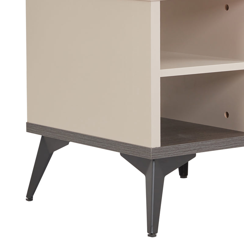 Maxwell Lamp Table MDF Particle Board with Melamine Finishing Open Cabinet Metal Legs