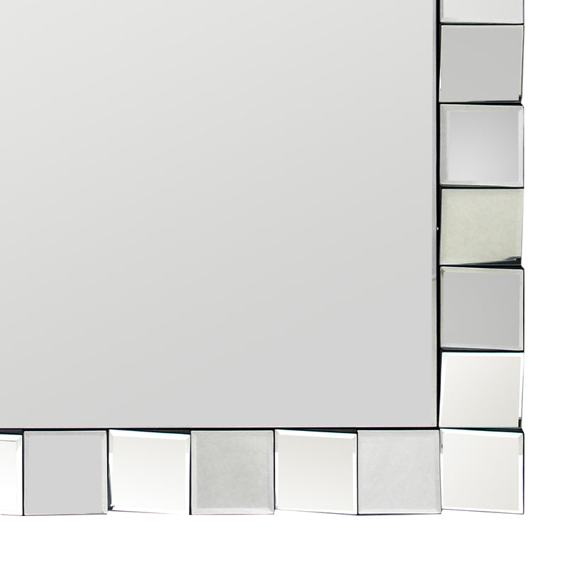 Decorative Rectangular Wall Mirror in Silver MDF with Clear Image and Versatile Hanging Options