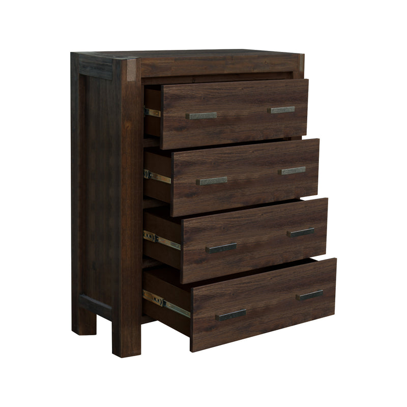 Nowra Tallboy 4 Storage Drawers In Solid Acacia Timber In Multiple Colour