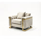 Juliette 3+1+1 Seater Velvet Sofa with Gold Trim – Beige