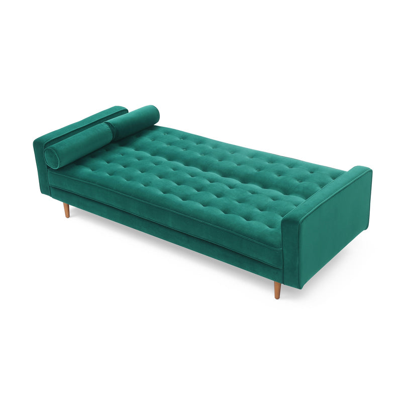 Marcella Velvet Fabric Modern 3 Seater Sofa Bed in Green & Black Colour