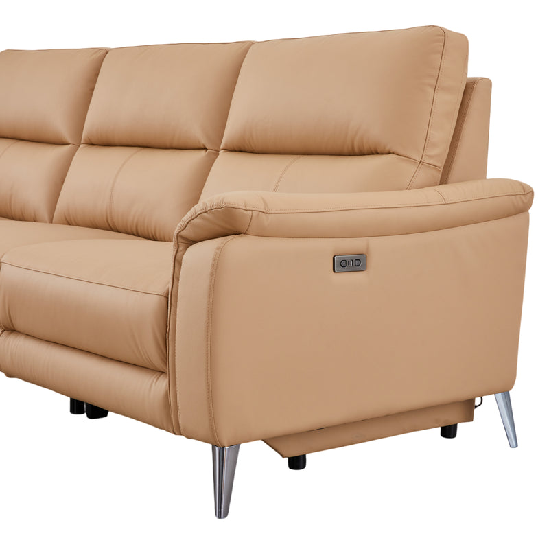William Top Grain Leather Electric Recliner Chaise Sofa with Storage