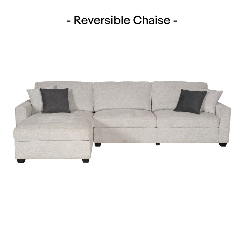 Milano Corner Sofa Chaise Reversible Polyester Fabric Multilayer Two Pillows Attached Individual Pocket Spring