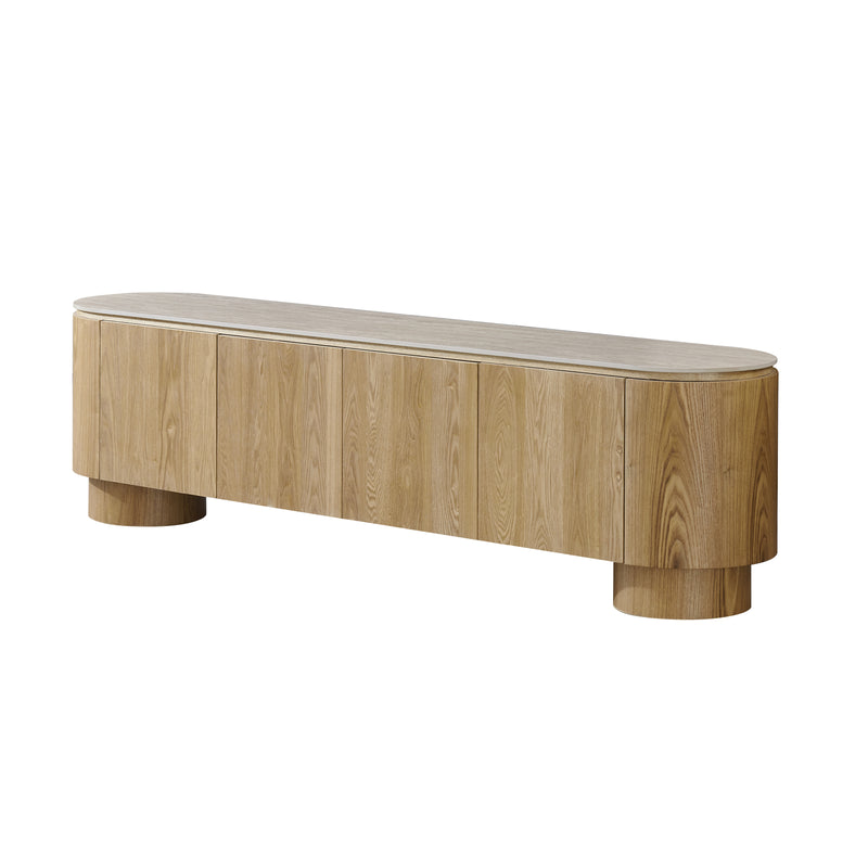 Astoria TV Cabinet with Sintered Stone Top & Oak Veneer Finish