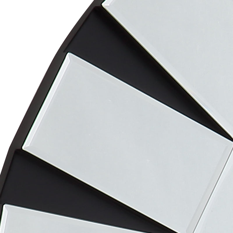 Angel Wall Mirror MDF Round Shape Combination of Black & Silver Colour