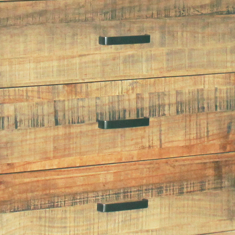 Woodland Dresser Solid Timber Light Brown 6 Drawers In Rustic Texture with Mirror