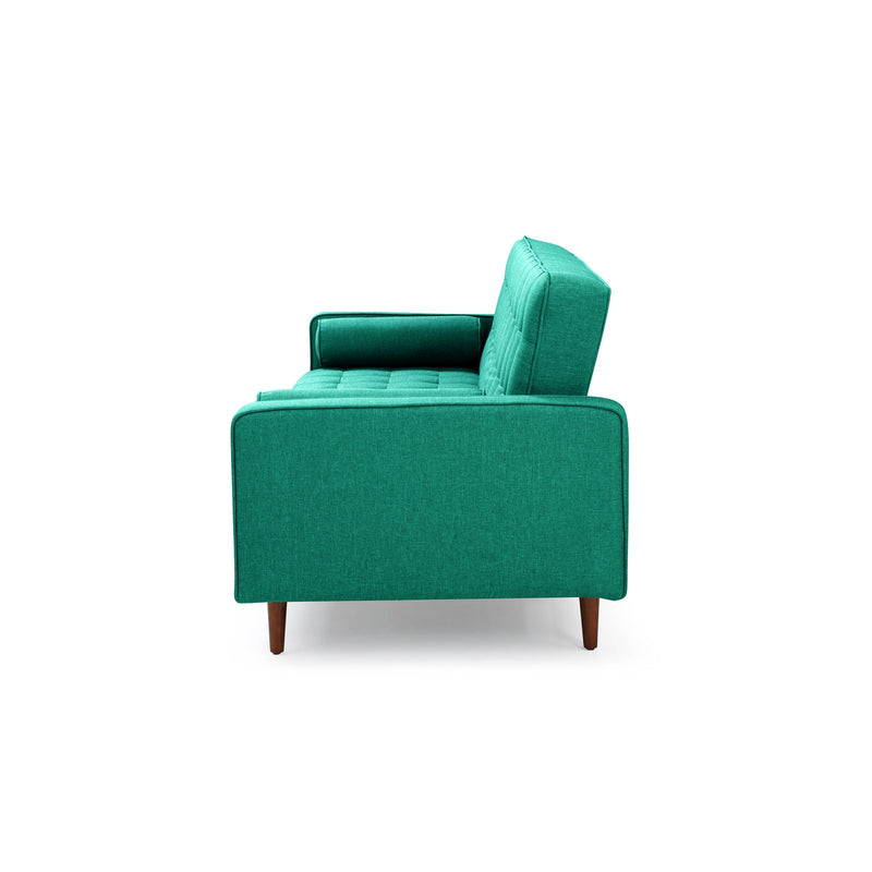 Marcella Velvet Fabric Modern 3 Seater Sofa Bed in Green & Black Colour