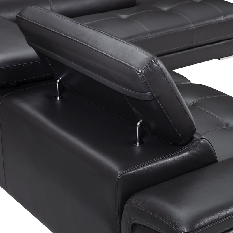 Vienna 5-Seater Grey Leatherette Corner Sofa with Chaise