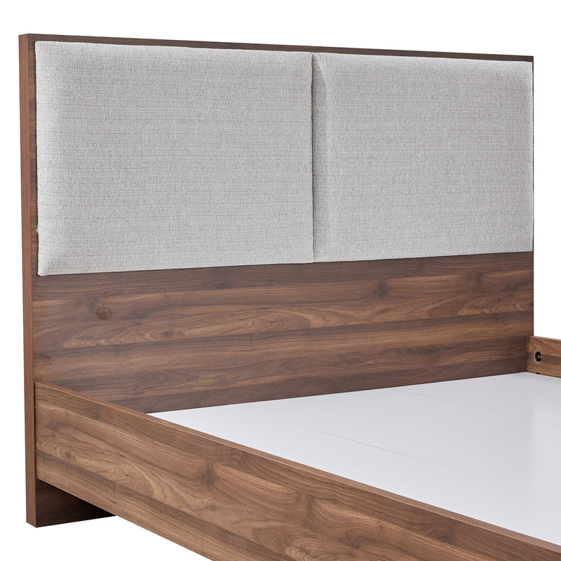 Myles MDF Bed Frame Fabric Upholstered Headboard Foam Padding