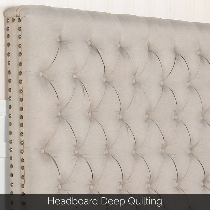 Sean Fabric Bed Headboard In French Provincial Design in Multiple Size and Colors