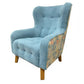 Dhalia Blue Tufted Armchair with Solid Wood Leg