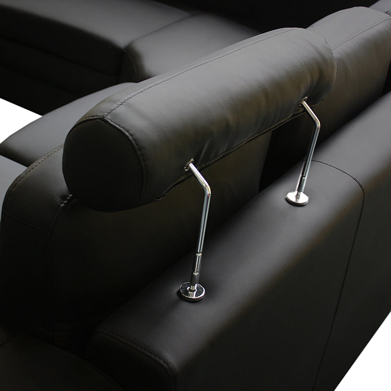 Majestic Black 6 Seater Leatherette Corner Sofa