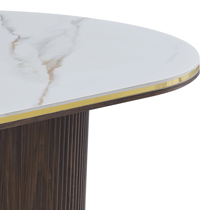 Archie Dining Table with Sintered Stone Top & Timber-Look Finish