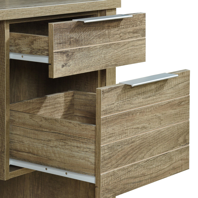 Cielo 2 Drawers Natural Wood Like MDF Study Desk with Pole Legs