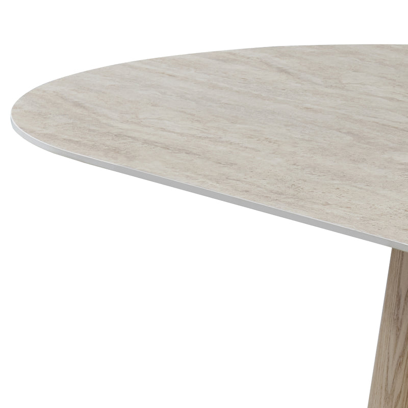 Astoria Dining Table with Sintered Stone Top & Oak Veneer Pedestal Base