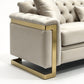 Juliette 3+1+1 Seater Velvet Sofa with Gold Trim – Beige