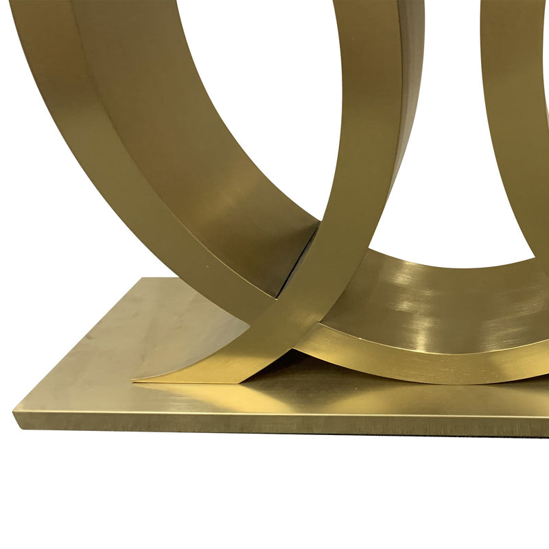 Shark Stainless Gold Brush Frame White Faux Marble Top Hall Table