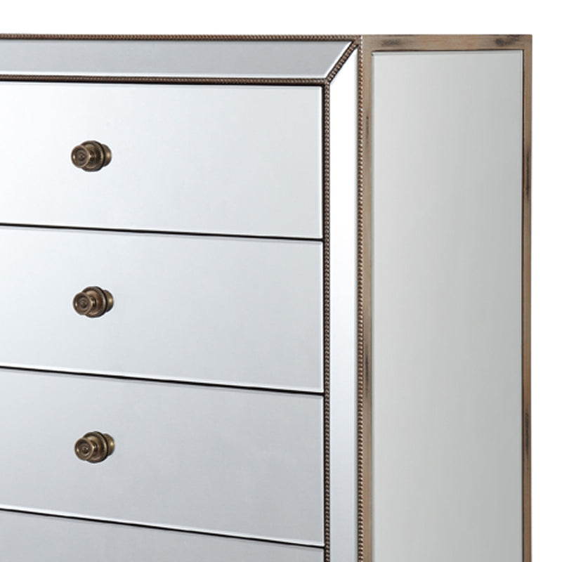 Germany MDF Silver Colour 5 Drawers Mirrored Work Tallboy