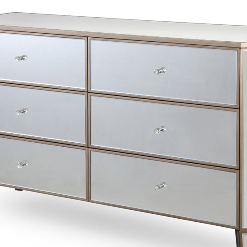 Antique Gold Colour 4pcs Dresser Bedroom Suite Velvet Upholstery Tufted Headboard Deep Quilting