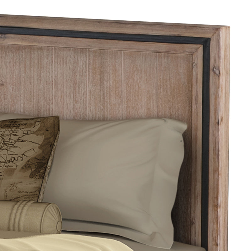 Seashore Silver Brush Colour Bed Frame with Black Border In Solid Acacia Timber in Multiple Sizes