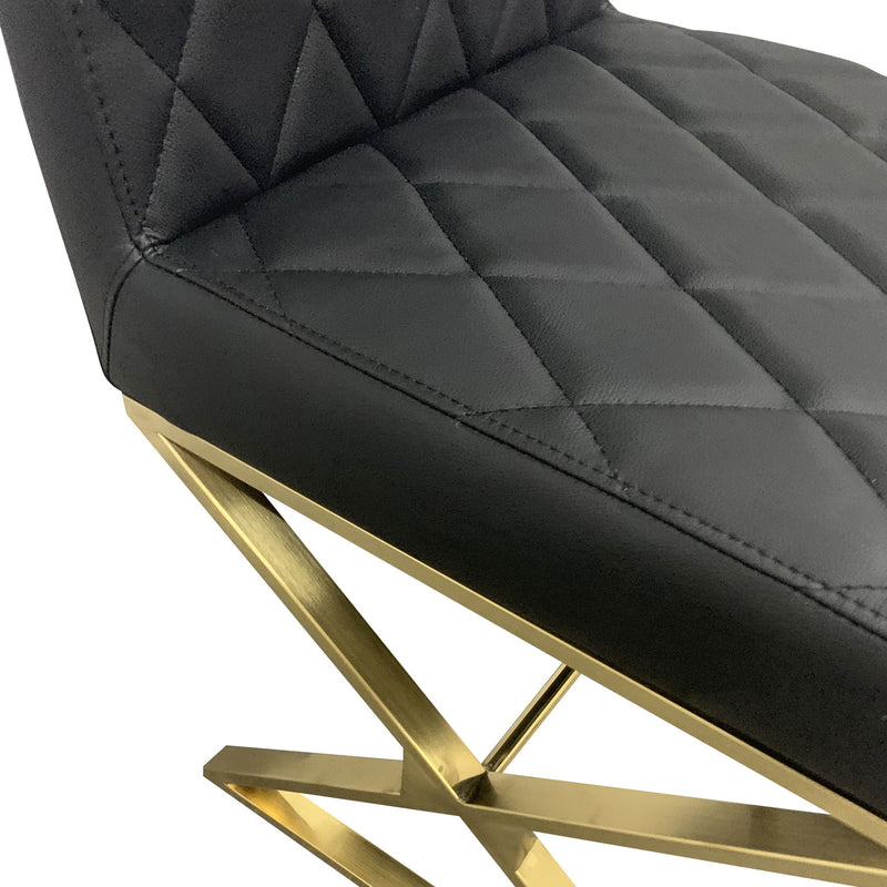 Daisy 2X Dining Chair Stainless Gold Frame & Seat Black PU Leather
