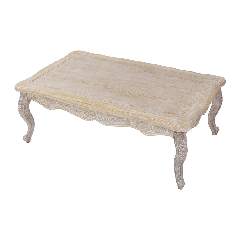 Lille Oak Wood Plywood Veneer White Washed Finish Coffee Table