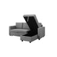 Murry 2 Seater Multifunctional Fabric Sofa Bed with pull Out Storage Corner Lounge Set in Grey with Chaise