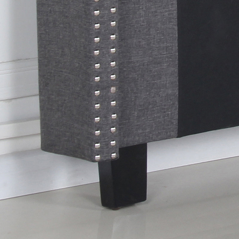 Milano Queen Bed Headboard – Charcoal Linen with Wingback Design