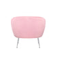 Margo Arm Chair Light Pink Velvet Wooden Frame Iron Legs in Silver Colour