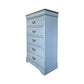 Spencer Solid Wooden Grey Colour Tallboy with 5 Drawers Metal Handles