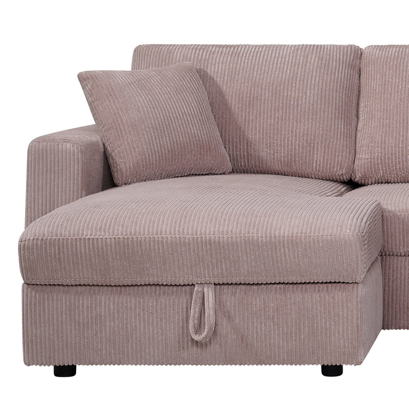 Iris 5-Piece Modular Corduroy Sofa with Storage Chaise