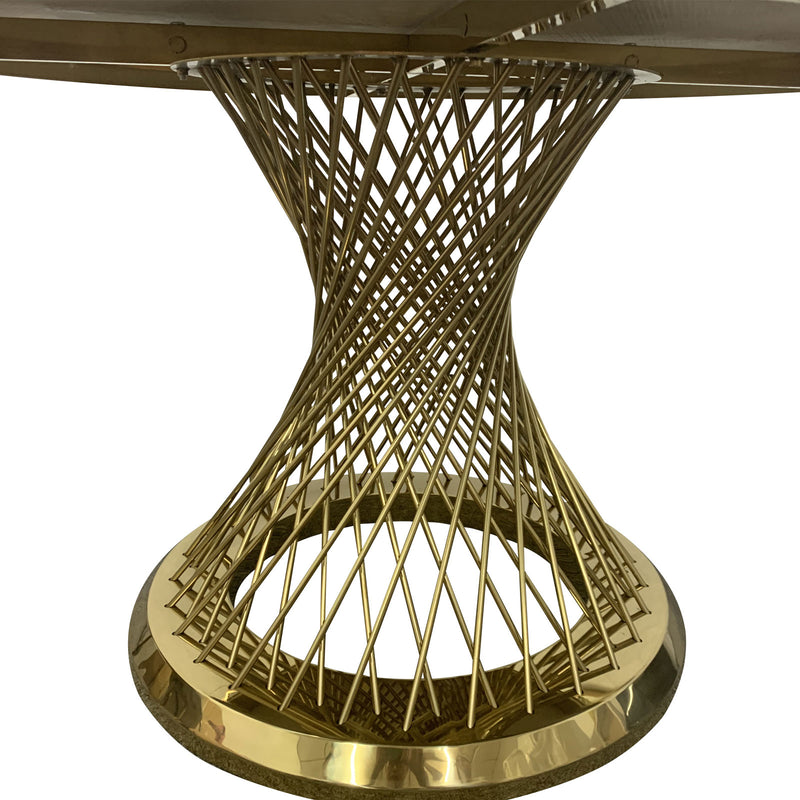 Diana Round Dining Table Stainless Spiral Golden Frame & Top Marble White