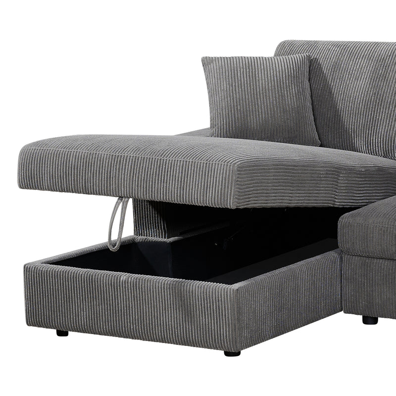 Iris 5-Piece Modular Corduroy Sofa with Storage Chaise