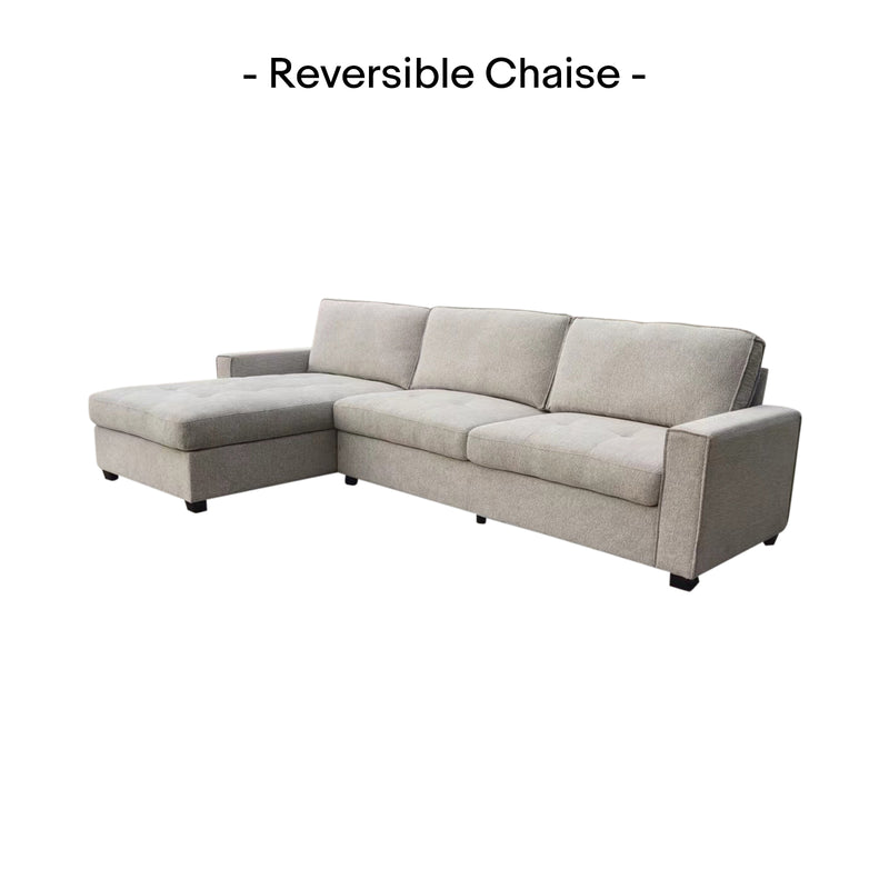 Milano Corner Sofa Chaise Reversible Polyester Fabric Multilayer Two Pillows Attached Individual Pocket Spring