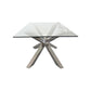 Jason Crisscross Shaped High Gloss Stainless Steel Finish Dining Table with Tempered Glass Top