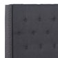 Milano Queen Bed Headboard – Charcoal Linen with Wingback Design