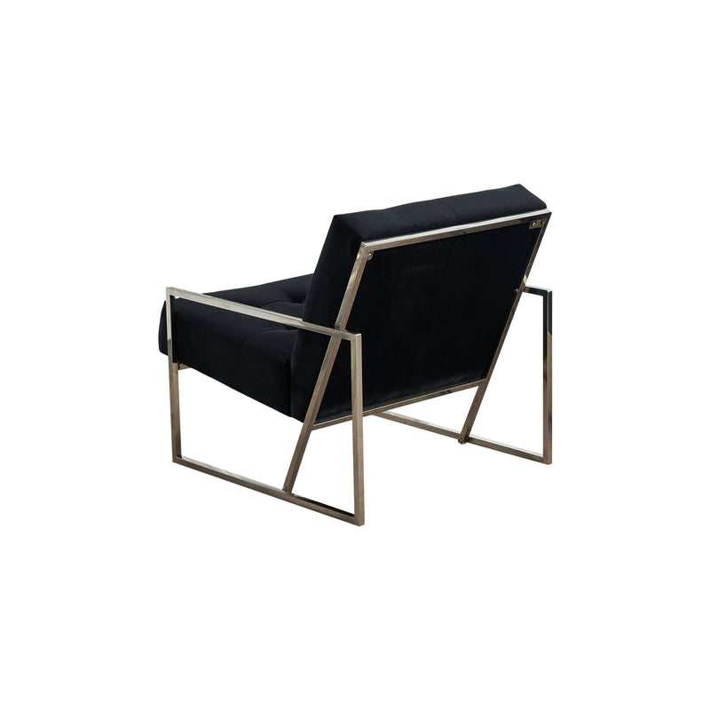 Comfy Velvet Carman Accent Chair with Metal Base – Deep Quilted Backrest