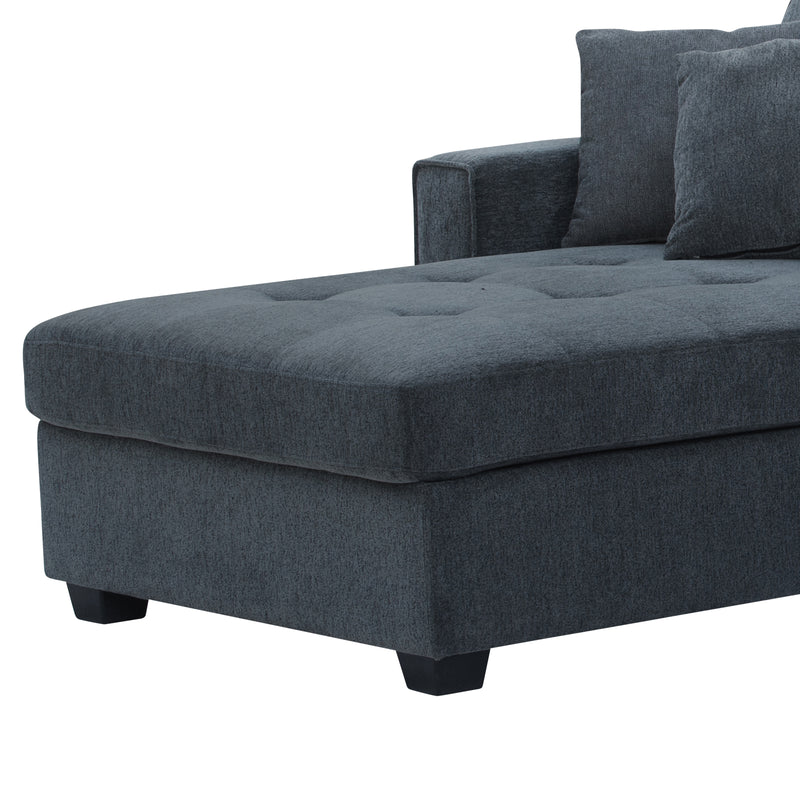 Milano Corner Sofa Chaise Reversible Polyester Fabric Multilayer Two Pillows Attached Individual Pocket Spring