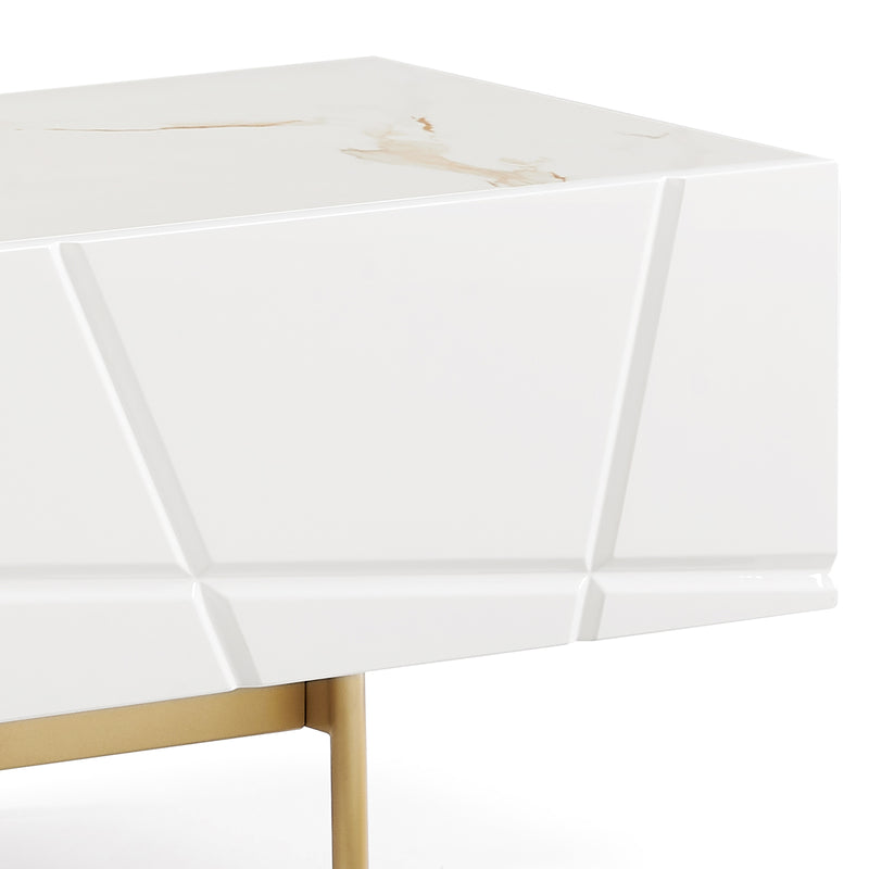 Amelia TV Cabinet MDF High Gloss Painting Storage Drawers Metal Base