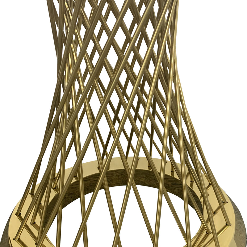 Diana Round Shape Lamp Table with Artificial Marble Top in Elegant Titanium Gold