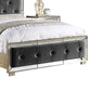 Germany Bedframe Velvet Upholstery Tufted Headboard Mirrored Work Deep Quilting in Beige Colour