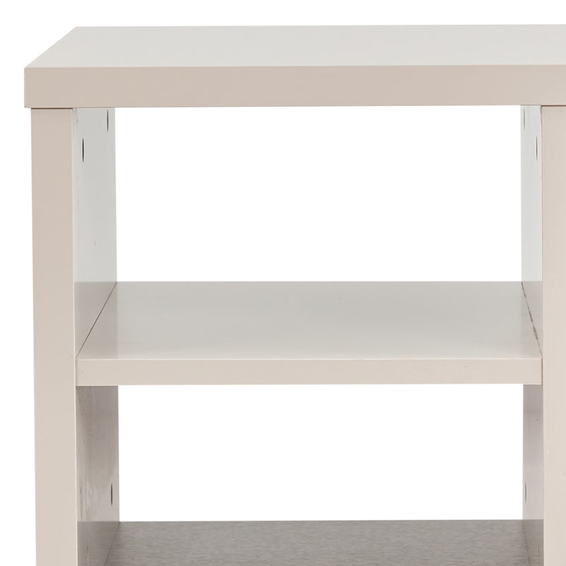Maxwell Lamp Table MDF Particle Board with Melamine Finishing Open Cabinet Metal Legs