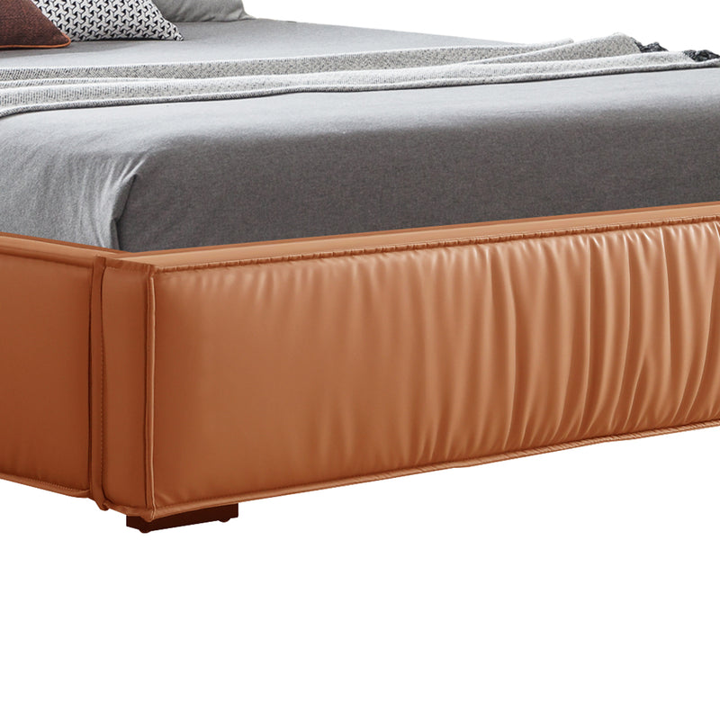 Louis Bedframe Premium Leatherette Upholstery Headboard KD Slat Wooden Legs