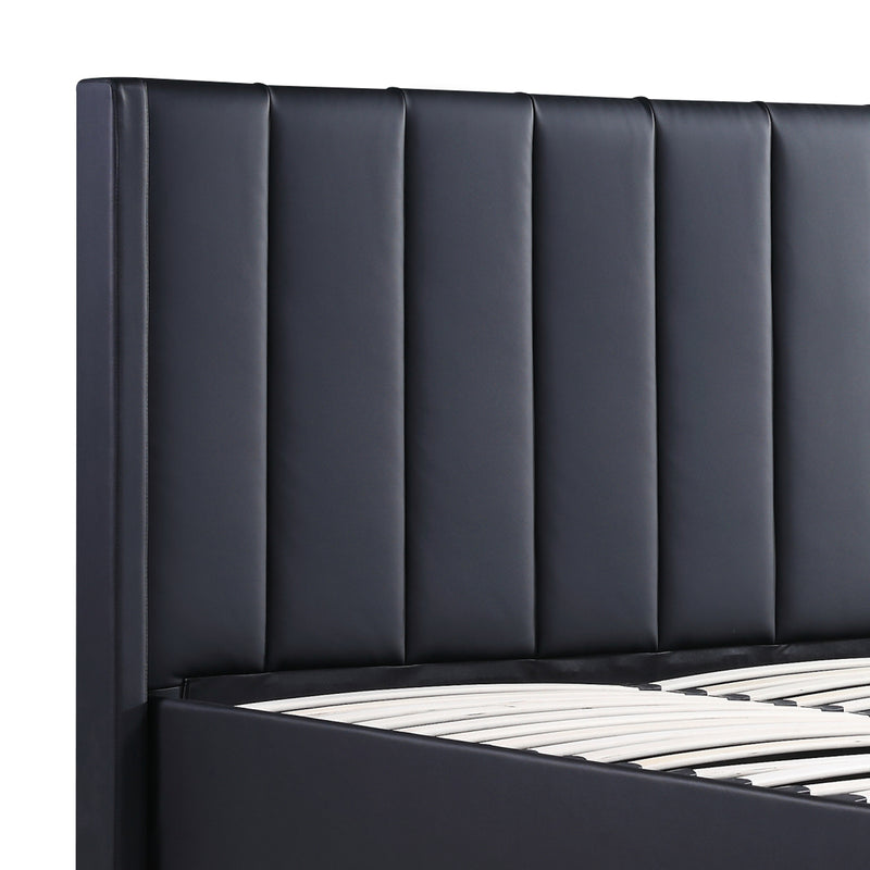 Prado Bedframe MDF Gas Lift Storage Space Leather Upholstery Knock-down Slats Middle Support Leg