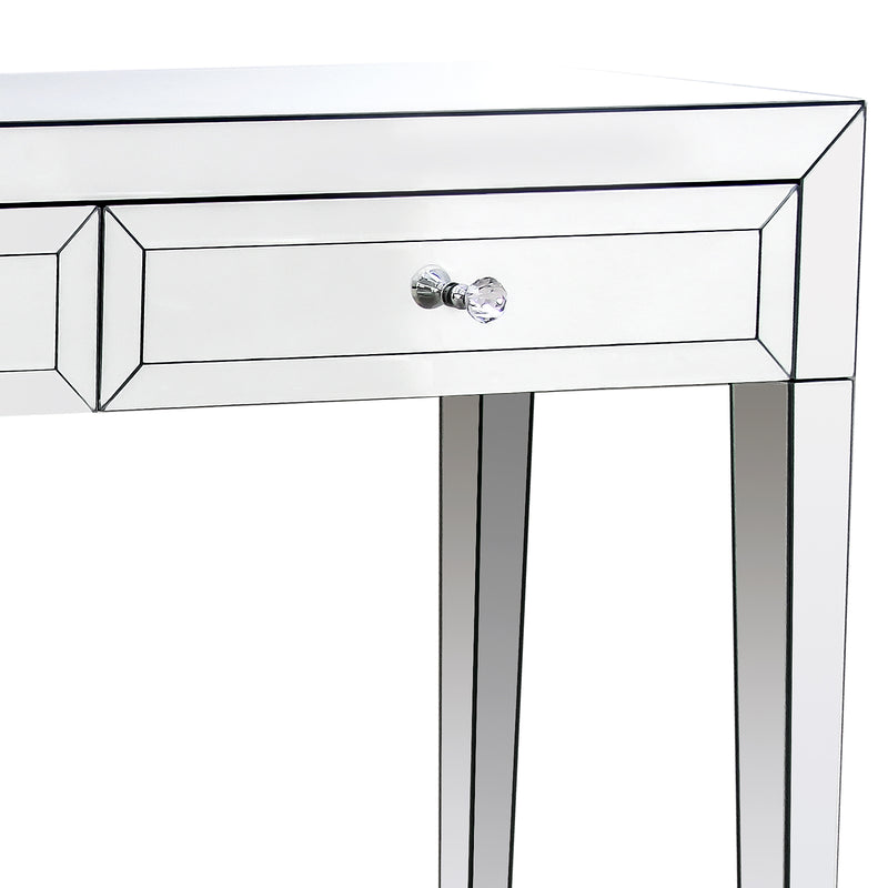 Camelia Hall Table MDF Silver Mirror Two Drawers Sparkling Handle