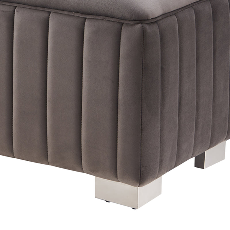 Mercer Bench Chair Fabric Padded Upholstered Seat Stainless Steel Feet