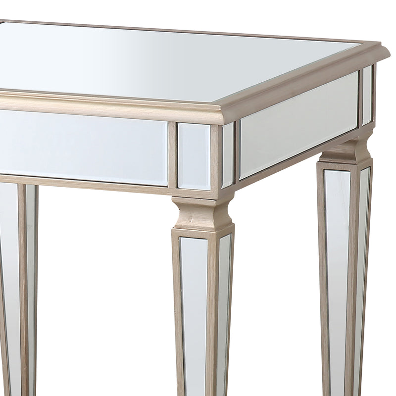 Antique Gold Mirrored Lamp Table MDF Construction with Wooden Legs