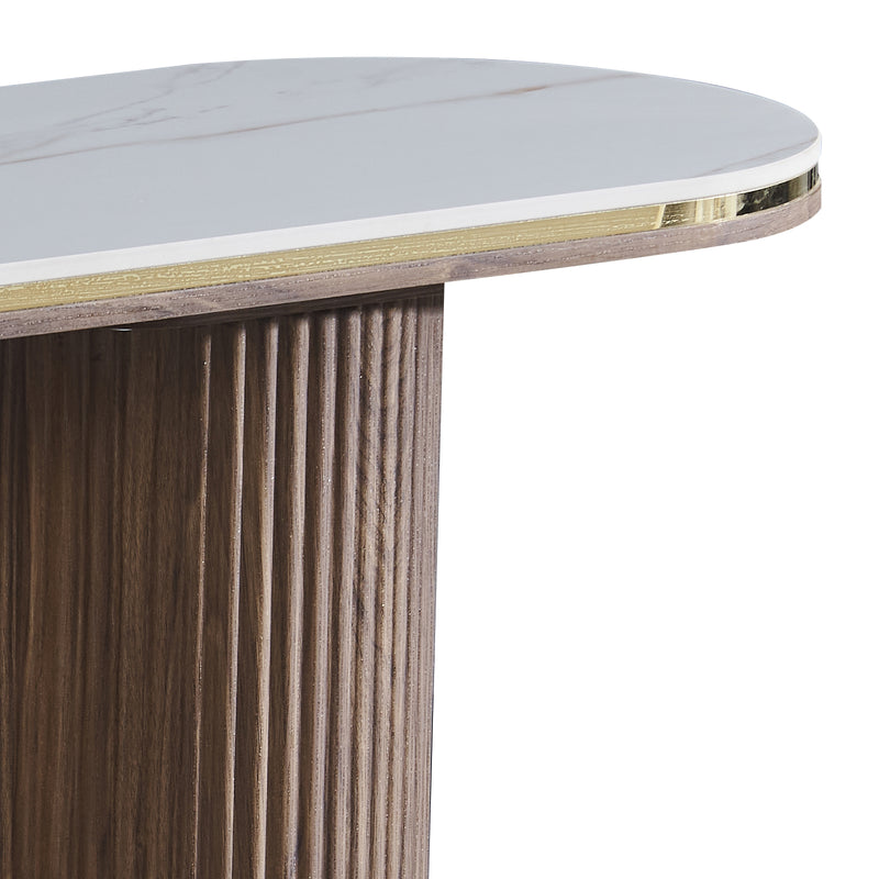 Archie Hall Table with Sintered Stone Top & Timber-Look Finish