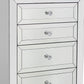 Camelia Tallboy MDF Silver Mirror Five Drawers Sparkling Handle