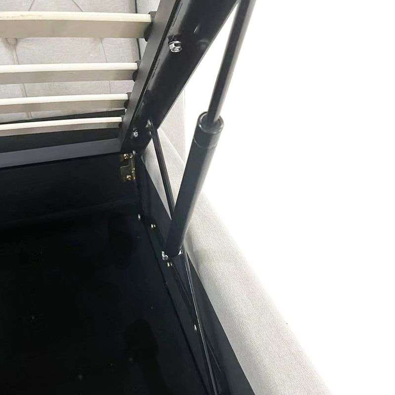 Veronica Winged Grey Linen Fabric Gas Lift Multiple Sizes Bed Frame